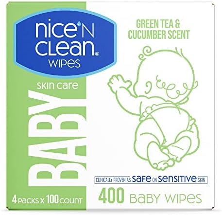 Nice ' n CLEAN Cilt Bakımı ıslak mendil Kokulu 100ct (4'lü Paket) | Hassas Ciltlerde Güvenli / Yeşil Çay ve Salatalık