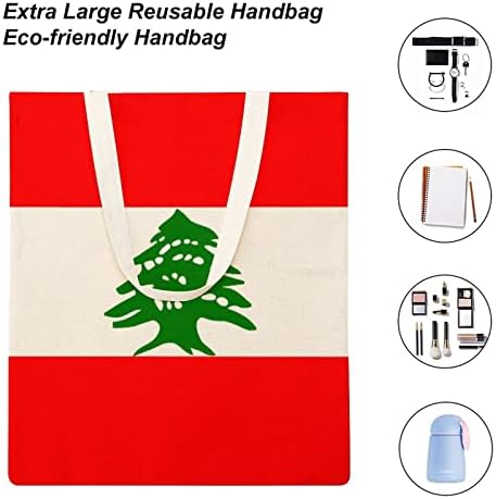Lübnan Bayrağı Komik Tuval Tote kulplu çanta Bakkal Alışveriş plaj el çantası Yeniden Kullanılabilir 15X16 İnç