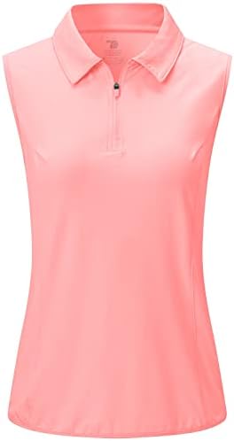 BGOWATU kadın Kolsuz Golf polo gömlekler 1/4 Zip Tenis Tankı Üstleri Yaka UV Koruma Hızlı Kuru