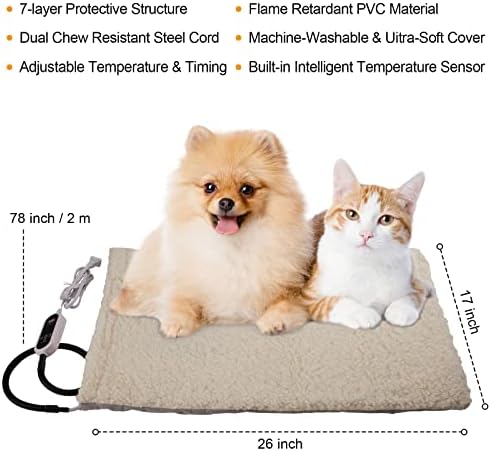 SOVPAİT Pet ısıtma yastığı, köpekler kediler için kapalı Pet ısıtma pedleri, LED gerçek Zamanlı sıcaklık göstergesi,