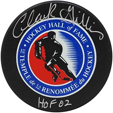 Clark Gillies İmzalı Onur Listesi Logolu Hokey Diski w / HOF ' 02-İmzalı NHL Diskleri