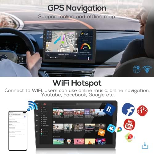 Çift Din Android Araba Stereo Kablosuz Apple Carplay 9 İnç Dokunmatik Ekran Araba Radyo ile Bluetooth GPS WiFi FM