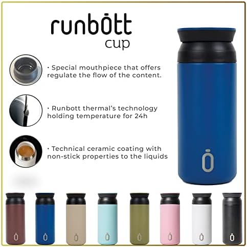 Runbott KUPASI Seramik Termos Şişe-Seramik İç Kaplamalı BPA İçermeyen Termal Çelik 12 Oz (PEMBE)