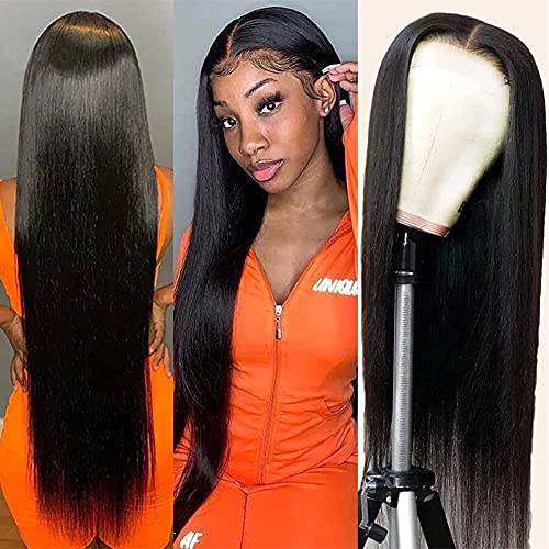 Wingirl HD Şeffaf Dantel ön Peruk insan saçı Peruk Siyah Kadınlar için 180 % Yoğunluk Brezilyalı 134 İnç düz insan