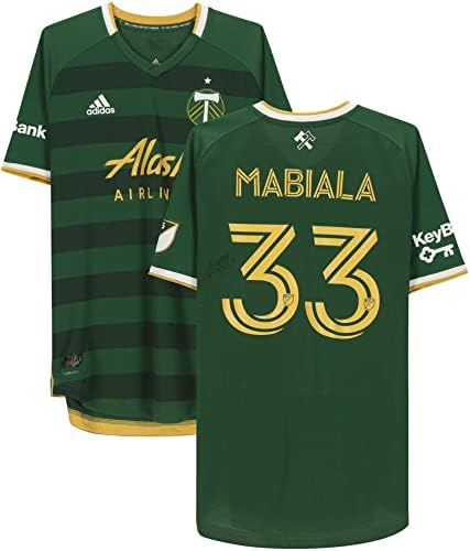 Larrys Mabiala Portland Timbers İmzalı Maç-2020 MLS Sezonundan Kullanılmış 33 Yeşil Forma-İmzalı Futbol Formaları