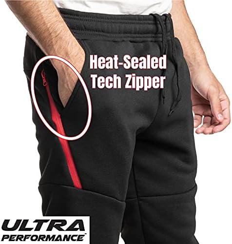 Erkekler için Ultra Performans 3 Paket Polar Aktif Teknoloji Joggers, Fermuarlı Cepli Erkek Sweatpants