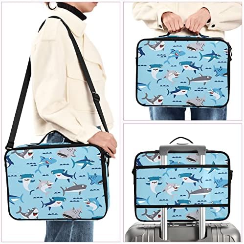 ınnewgogo Köpekbalığı Su Mavi Kozmetik Çantası Kadınlar için Seyahat makyaj çantası Kolları ile Omuz Askısı Makyaj
