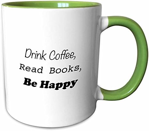 3 Damla Kahve İçmek Kitap Okumak Mutlu Olmak İki Tonlu Kupa, 1 Adet (1'li Paket), Siyah