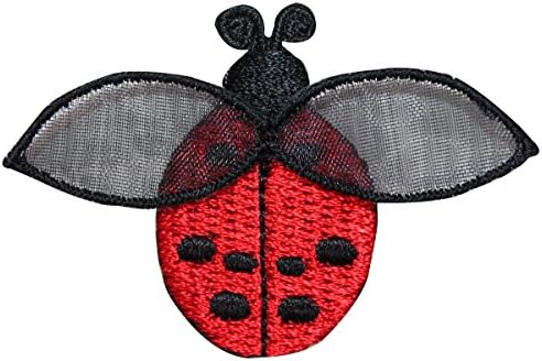 ID 0418B Uçan Kırmızı Lady Bug Yama Bahçe Böcek İşlemeli Demir On Aplike