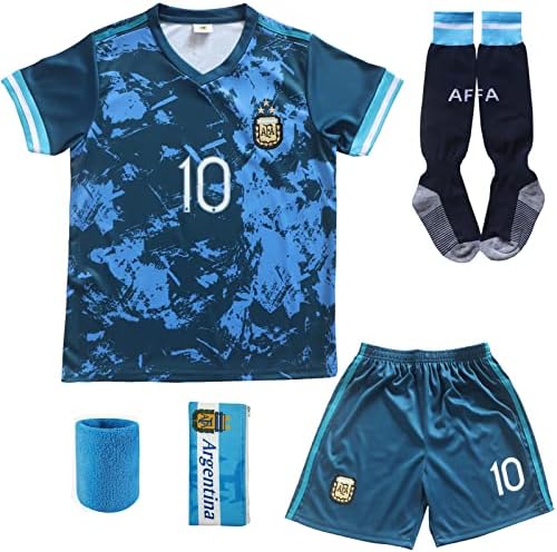 BİRDBOX 2021 Arjantin Deplasman Koyu Mavi 10 Lionel Messi Çocuk futbol forması ve şort takımı Gençlik Boyutları