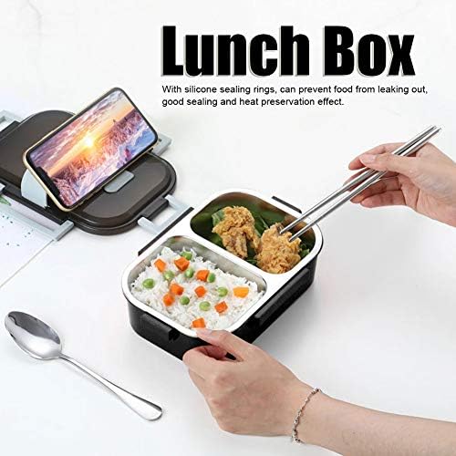 Basit ve zarif kullanımlık öğle boxStainless Çelik Bento Öğle Yemeği Kutusu, Sızdırmaz 2 Bölmeli Gıda Konteyner Porsiyon