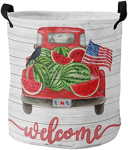 Çamaşır Sepeti Karpuz Kamyon Karga 4 Temmuz Kulplu Büyük Katlanabilir eşya kutuları Amerikan Bayrağı Ahşap Tahıl Sepet