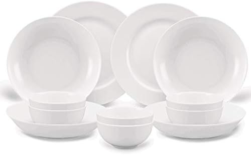 SXNBH yemek takımı seti 40 Adet Beyaz Porselen yemek tabakları Kemik Çini Sofra Kaseleri çorba tabakları sos teknesi