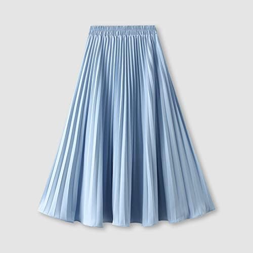 Pileli Flowy Uzun Maxi Etekler Kadınlar için Yaz Casual Boho plaj elbisesi Düz Renk Yüksek Belli Salıncak Katmanlı