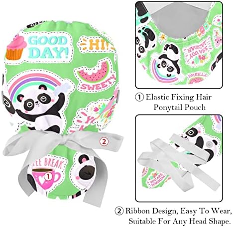 2 adet Kadınlar Ayarlanabilir Çalışma Kapağı Düğmesi ile Sevimli Panda Motosiklet At Kuyruğu Kılıfı Kravat Geri Şapka