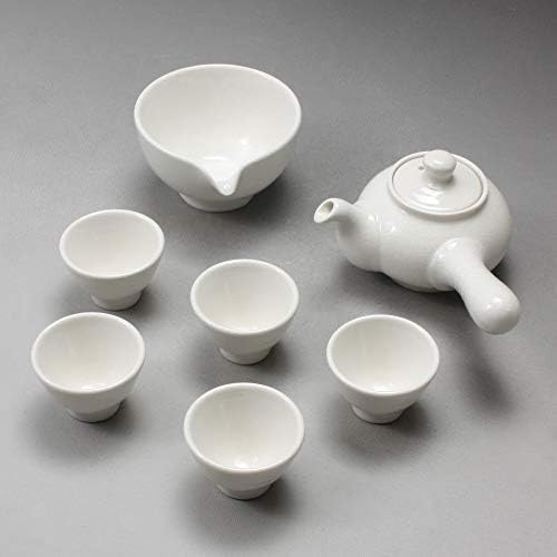 Kore Tarzı Saf Beyaz Porselen Çay Töreni Komple Hizmet Hediye Seti Seramik Çömlek 11.8 oz (350 ml) yan Kolu Çay Potu