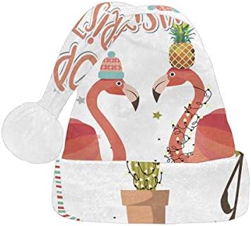 InterestPrint Tropikal Noel Santa Şapka Yetişkinler için Konfor Yumuşak Peluş Noel Şapka Festivali Parti için