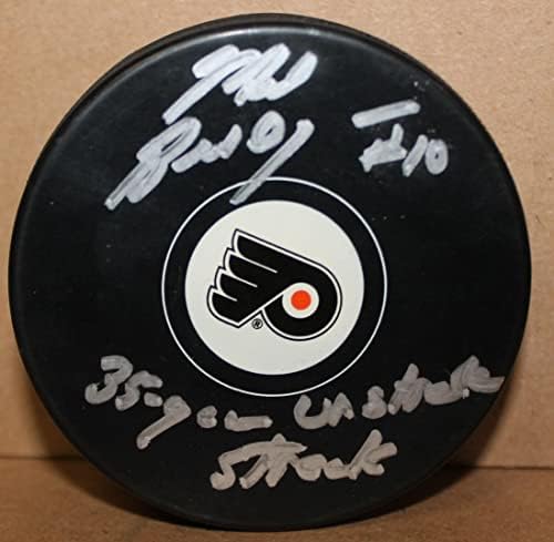 Mel Bridgman Philadelphia Flyers İmzalı Disk 36 Gm Galibiyet Serisi Yazılı İmzalı-İmzalı NHL Diskleri