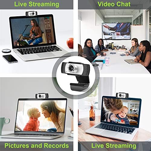 Mikrofon ile Full HD Webcam 1080P, 120 Derece geniş açı iş Kamerası Akışı USB Web Kamerası - Görüntülü Arama, Kayıt,