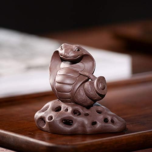 Slowtee Yixing Mor Kil Çay Pet Kral Kobra Yılan Figürleri, Dekorasyon için Mor Kum Çay Masası Süsleri, Kötü Ruhları