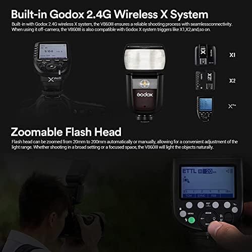 Godox V860III-N kamera flaşı Speedlight Nikon, 2.4 G 1/8000 S HSS Flaş Speedlite Godox ile X2T-N TTL Kablosuz Flaş