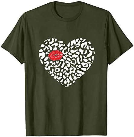 Sevgililer Günü T - Shirt İki Kalp Ekose Baskı Tee Üstleri Kadın Erkek Kısa Kollu Yuvarlak Boyun T Gömlek Bluz