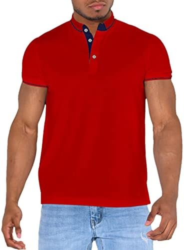 2023 Yeni Erkek Rahat Düz Üst Gömlek Turn Down Yaka Bluz Kısa Kollu Üst Gömlek Moda Rahat Gömlek