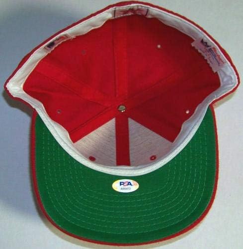 Joe Morgan Johnny Tezgah Pete Rose BÜYÜK kırmızı MAKİNE İmzalı Beyzbol Şapkası Şapka PSA! - İmzalı MLB Şapkaları