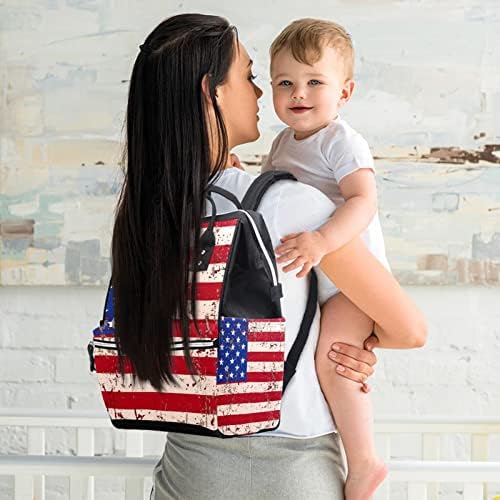 GUEROTKR Seyahat Sırt Çantası, bebek bezi çantaları, Sırt Çantası Bebek Bezi Çantası, Amerikan bayrağı retro desen