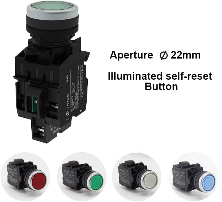 Düğme anahtarı ışıklı kendini sıfırlama 22mm LA42 Start-Stop trafik/ışık NO veya NC kendinden kilitlemeli düğme-(Renk: