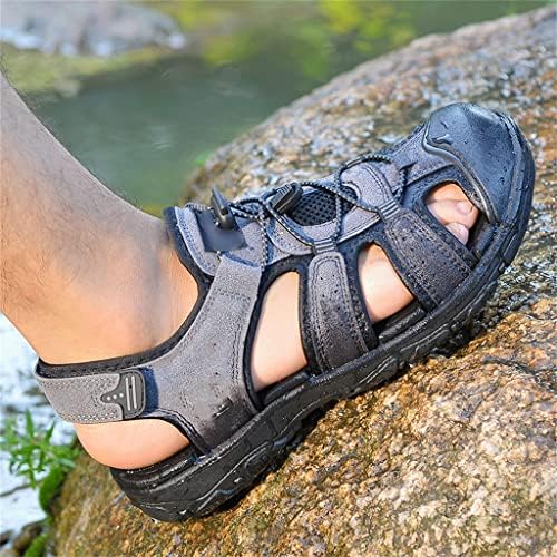 XMTXZYM Rahat Erkekler Açık Sandalet Yaz Nefes Düz Taban plaj ayakkabısı Yumuşak Yürüyüş Atletik Erkek Ayakkabı (Renk: