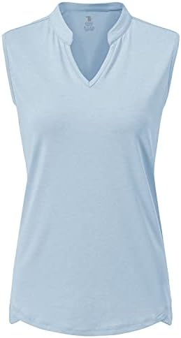 BGOWATU kadın Golf polo tişörtler Kolsuz V Boyun Yakasız Tenis Gömlek UV Koruma Hızlı Kuru Hafif
