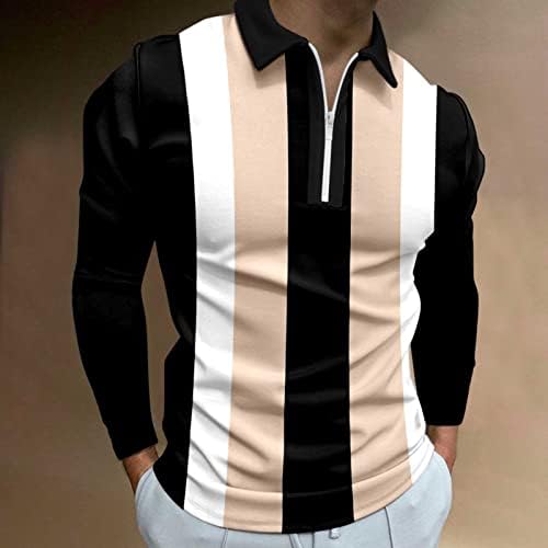 ZDDO 2022 Yeni polo gömlekler Mens, Uzun Kollu Balıksırtı Patchwork Golf Üstleri Streetwear Casual Kas Tasarımcı Gömlek