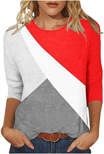Yaz 3/4 Kollu T Gömlek Kadınlar için Grafik Baskı Gömlek Casual Crewneck Tunik Üstleri 2023 Moda Bluzlar