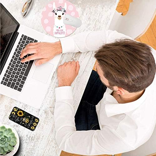 Yuvarlak Lama Oyun Mouse Pad Mat Özel Pembe Alpaka Desen Ofis Ev Bilgisayar Masası,Kızlar ve Çocuklar Hediye