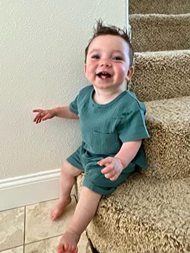 ASTRİLL Yenidoğan Bebek Erkek Bebek Kız Giysileri Keten 2 Adet yaz kıyafetleri kısa kollu tişört Katı Şort Setleri