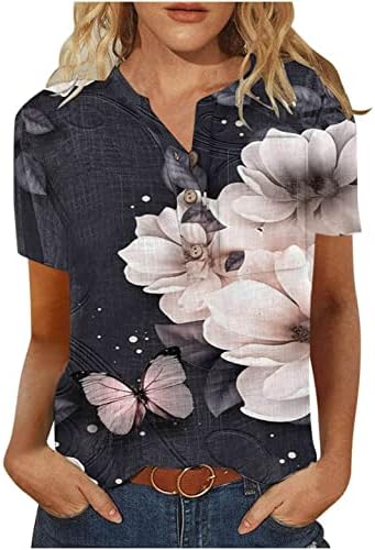 Bluz Kadınlar Yaz Sonbahar 2023 Elbise Moda Kısa Kollu Düğme Aşağı Grafik Rahat Üst Tee Kızlar için QX QX