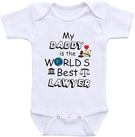 JOYU Benim Baba dünyanın En İyi Avukat Bebek Tulum Yenidoğan Bebek Kısa Kollu Gömlek(Beyaz,0-3Months)