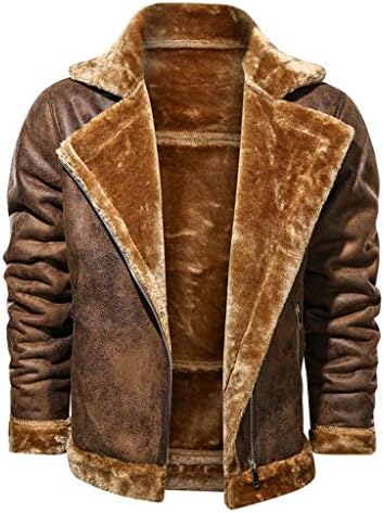 Erkek Kış Kargo Ceket Vintage Turn-Aşağı Yaka Katı İmitasyon Deri Polar Astarlı Kalınlaşmak Askeri Ceket Bluz