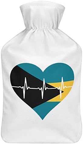 Aşk Bahamalar Kalp Atışı Sıcak Su Şişesi Kauçuk Enjeksiyon Sıcak Peluş Kapak Yatak Adet Ağrı Krampları 1 Litre