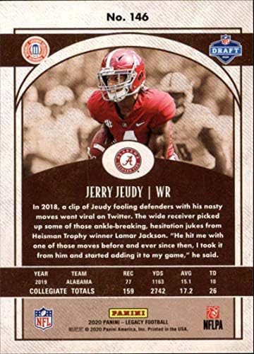 2020 Panini Mirası 146 Jerry Jeudy Çaylak Alabama Crimson Tide NFL Futbol Ticaret Kartı