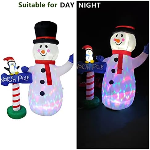Noel şişme açık süslemeleri, 6FT şişme kardan adam ve penguen kılavuz Noel süslemeleri ile dönen LED ışıkları, Noel