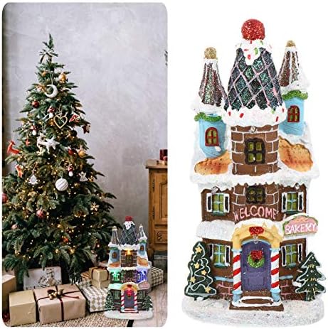 SOLUSTRE doğuş el sanatları Noel aydınlık reçine Villa Noel zencefilli ev ışıkları ile Led kale Reçine masaüstü süs