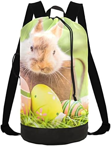 Sevimli Tavşan paskalya Yumurtaları omuz Askılı çamaşır torbası çamaşır sırt çantası İpli Kapatma Asılı Sepet Kamp