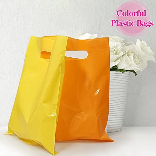 TOSPARTY 60 ADET 8x11 İnç Renkli Plastik hediye keseleri 10 Renk Şeker Torbaları Sağlam ve Dayanıklıdır Parti Çeşitli