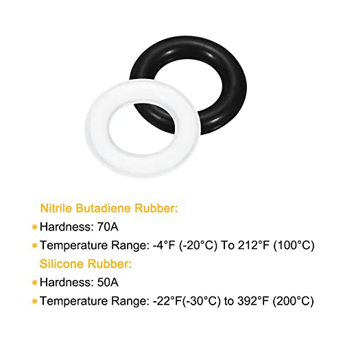 MECCANİXİTY 7mm x 4mm x 1.5 mm Nitril Kauçuk O-ringler Siyah 50 adet, silikon kauçuk conta Contalar Beyaz 20 adet