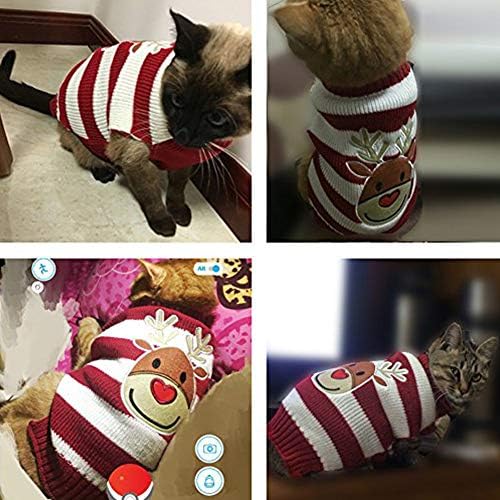 BOBİBİ Kedi Kazak Noel Noel Baba Pet Kedi Kış Triko Sıcak Giysiler