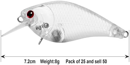 LSPAR 25 Adet Boyasız Balıkçılık Lures Boş Balıkçılık Lures Üst Su Boş Crankbait Tatlısu balık yemi 7.2 cm / 8g