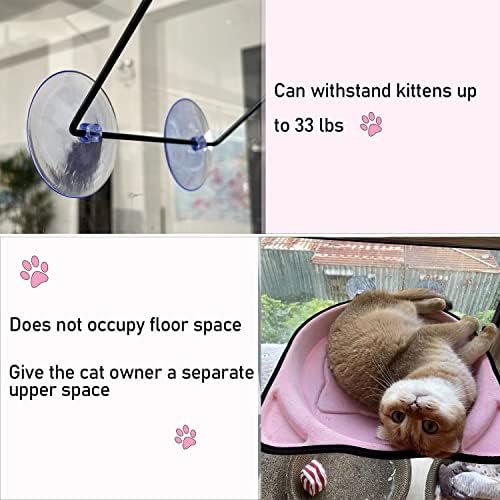 Bame rand Kedi Pencere Yatak Hamak Pencere Koltuk Pembe Sevimli Kedi Kafa Şekli, Vantuz ile Güvenli Demir Desteği,