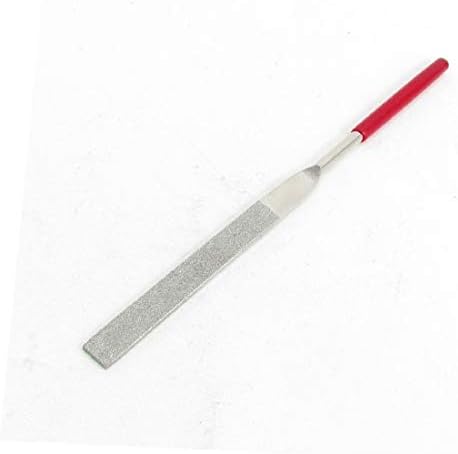 X-DREE 180mm Uzun Sanat Zanaat Düz Elmas Dosya Taşlama Aracı Kırmızı Gümüş Ton(180mm Uzun Sanat Zanaat Düz Elmas Dosya